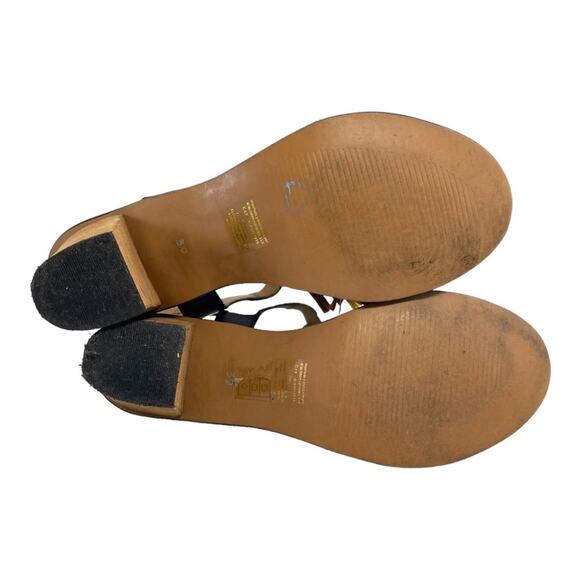 Isabel Marant Black with Brown Gold Rust Tasseled Chunky Heeled 39 Sz 9 Sandals - Picture 6 of 13